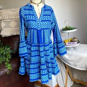 DEVOTION twins embroidered Ella tunic “iris blue”  sz xs EUC
